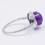 Vintage 9k white gold ring with amethyst and diamonds (0.25ct), 90s