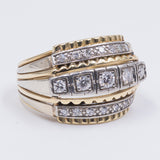 Vintage two-tone 14k gold ring with 0.45ct diamonds, 60s