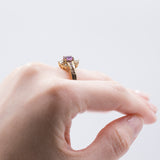Bague vintage en or 14 carats avec rubis et baguette et diamants taille ronde, 60