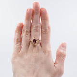 Bague vintage en or 14 carats, diamants et tourmaline, 1960