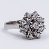 Vintage 14k white gold diamond flower ring (0.86 ct), 60s