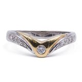 Vintage two-tone 14k gold ring with diamonds (0.10ct), 70s