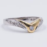 Vintage two-tone 14k gold ring with diamonds (0.10ct), 70s