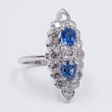 18k white gold ring with 2ct of diamonds and 1ct of sapphires