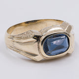 Винтажное мужское кольцо из желтого золота 12 пробы с пастой из синего стекла, 50-е гг.