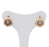 ANTIQUE EARRINGS IN 18K GOLD AND SILVER WITH OLD MINE-CUT DIAMONDS, 1940s
