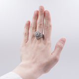Vintage 18k white gold ring with brilliant and baguette cut diamonds (2.92ct), 50s / 60s