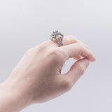 Vintage 18k white gold ring with brilliant and baguette cut diamonds (2.92ct), 50s / 60s