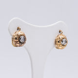 ANTIQUE EARRINGS IN 18K GOLD AND SILVER WITH OLD MINE-CUT DIAMONDS, 40s