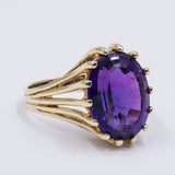 Anello vintage in oro giallo 14kt con ametista di 8ct , anni '50/'60