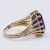 Anello vintage in oro giallo 14kt con ametista di 8ct , anni '50/'60