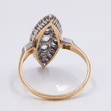 Vintage 18k yellow gold navette ring with diamonds (2.80ctw), 1940s / 1950s