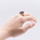 Anello vintage in oro giallo 14kt con ametista di 8ct , anni '50/'60