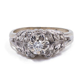 Antique 18k white gold ring with diamonds (central 0.10ct), 1940s