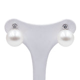 Modern 18k white gold earrings with South Sea pearls and diamonds (0.28ctw)