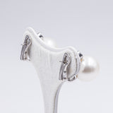 Modern 18k white gold earrings with South Sea pearls and diamonds (0.28ctw)