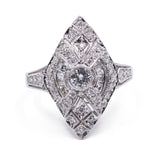 Bague de style ancien en or blanc 18 carats avec diamants (0,56 ct)