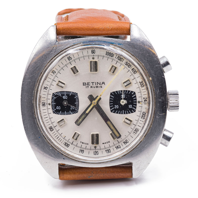 Cronografo in acciaio Betina con movimento Valjoux, anni '70