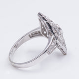 Antique style ring in 18k white gold with diamonds (0.56ct)