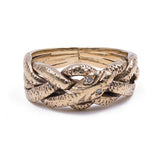 Vintage 8K gold intertwined snake ring with diamonds, 1950s
