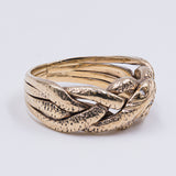 Vintage 8K gold intertwined snake ring with diamonds, 1950s
