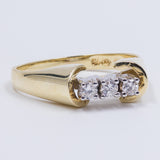Vintage 14k gold ring with 3 brilliant cut diamonds (0.21ct), 70s