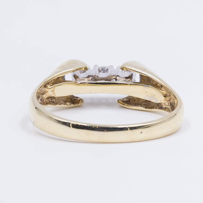 Anello vintage in oro 14k con 3 diamanti taglio brillante ( 0.21ct), anni '70