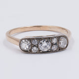 Antique 14K gold and silver ring with diamonds (for a total of approx. 0.70ct), early 900s
