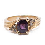 Vintage 14K gold ring with amethyst and diamonds, 1970s