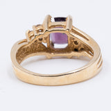 Vintage 14K gold ring with amethyst and diamonds, 1970s