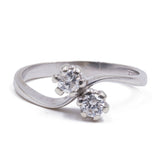 Vintage 14K white gold toi et moi ring with brilliant cut diamonds (0.22ctw approx.), 70s