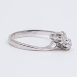 Vintage 14K white gold toi et moi ring with brilliant cut diamonds (0.22ctw approx.), 70s