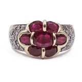 Vintage ring in 14k gold with rubies and diamonds, 80s