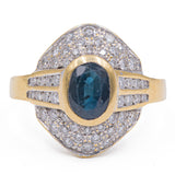 Vintage 18k yellow gold sapphire and diamond (0.50ct) ring, 60s/70s