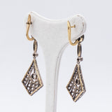 Art Decò Ohrringe aus 18er Gold und Silber mit Diamanten im Rosenschliff, 30er