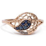 Vintage 18k yellow gold ring with sapphires and diamonds, 1970s