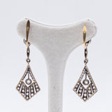 Boucles d'oreilles Art Dec en or 18 carats et argent avec diamants taille rose, 30