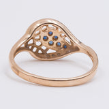 Vintage 18k yellow gold ring with sapphires and diamonds, 1970s
