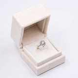 Vintage 18K white gold ring with central diamond (approx. 0.30ct) and diamond outline (approx. 0.40ctw), 60s