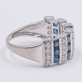 Vintage 18K White Gold Diamond (approx. 0.24ctw) & Blue Topaz Ring, 90s