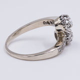 Antique contrarier ring in 18k white gold with rosette cut diamonds, 30s