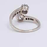 Antique contrarier ring in 18k white gold with rosette cut diamonds, 30s