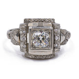 Antique Art Decò ring in platinum with 0.70ct diamond, 30s