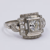 Antique Art Decò ring in platinum with 0.70ct diamond, 30s