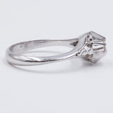 Vintage 18K white gold ring with rosette cut diamond, 1940s