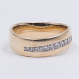 Anillo vintage de oro amarillo de 14 k con diamantes de talla brillante (0,28 ct), años 70