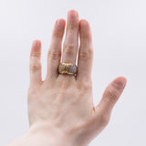 Vintage two-tone 14K gold ring with pavé diamonds, 80s
