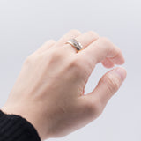 Anillo vintage de oro amarillo de 14 k con diamantes de talla brillante (0,28 ct), años 70