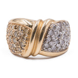 Vintage two-tone 14K gold ring with pavé diamonds, 80s