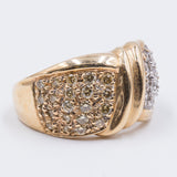 Vintage two-tone 14K gold ring with pavé diamonds, 80s